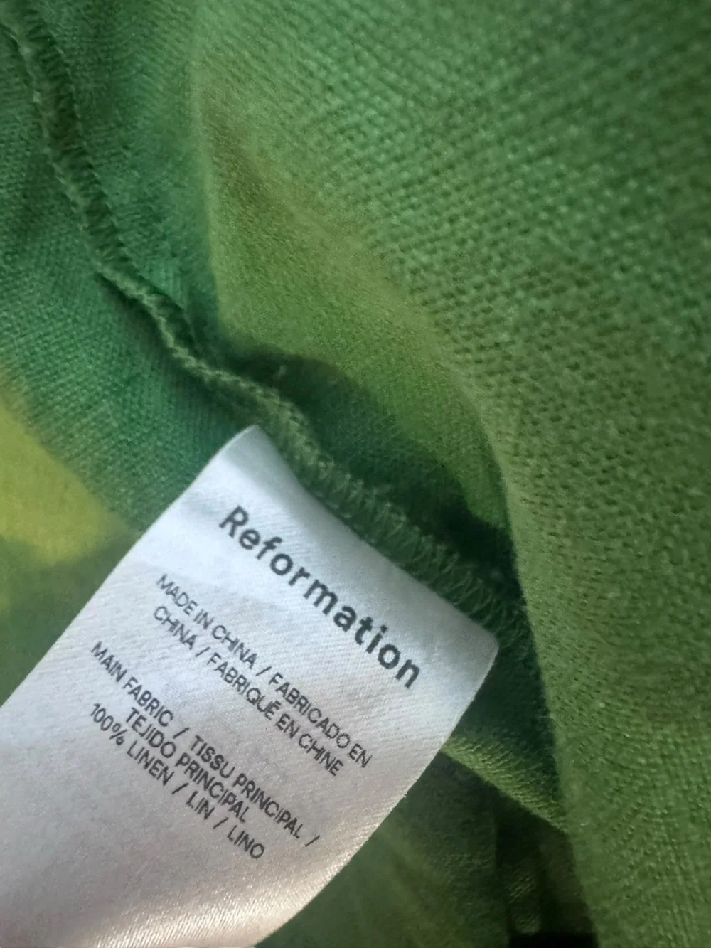 Reformation Kelly Green Linen Tulin Top & Skirt Set, Size 8 Top / Size 4 Skirt